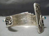 One Of Most Unique Ever Vintage Native American Navajo Pueblo Sterling Silver Turquoise Bracelet-Nativo Arts