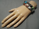 Rare Modernistic Vintage Native American Navajo Turquoise Gaspeite Sterling Silver Bracelet-Nativo Arts