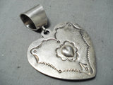 Exquisite Vintage Native American Navajo Turquoise Sterling Silver Heart Pendant Old-Nativo Arts