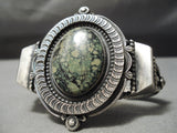 Thick Heavy Vintage Native American Navajo Green Spiderweb Turquoise Sterling Silver Bracelet-Nativo Arts