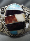 Impressive Vintage Native American Navajo Sterling Silver Garden Turquoise Bracelet-Nativo Arts
