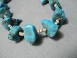 Tremendous Vintage Native American Navajo Turquoise Sterling Silver Necklace Old-Nativo Arts