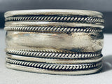 Classic Vintage Native American Navajo Solid Sterling Silver Massive Bracelet-Nativo Arts