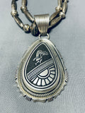 Rare Longer Signed Vintage Native American Navajo Sterling Silver Torpedo Necklace-Nativo Arts
