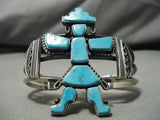 Quality Native American Navajo Freddie Maloney Kachina Turquoise Sterling Silver Bracelet-Nativo Arts