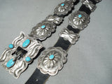 Tremendous Vintage Native American Navajo Blue Gem Turquoise Sterling Silver Concho Belt-Nativo Arts