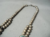 Women's Longer Vintage Native American Navajo Turquoise Sterling Silver Squash Blossom Necklace-Nativo Arts