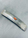 Elegant Native American Navajo Coral Sterling Silver Barette-Nativo Arts