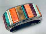 Astronomical Vintage Native American Navajo Turquoise Inlay Sterling Silver Bracelet-Nativo Arts