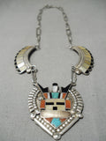 One Of The Best Vintage Navajo Native American Zuni Turquoise Kachina Sterling Silver Necklace-Nativo Arts