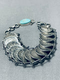 One Of The Most Unique Ever Native American Navajo Turquoise Sterling Silver Charm Bracelet-Nativo Arts