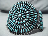 Native American One Of The Best Vintage Znavajo Turquoise Sterling Sluster Bracelet Old-Nativo Arts