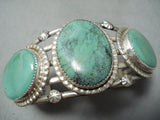 Spectacular Vintage Native American Navajo Green Turquoise Sterling Silver Bracelet-Nativo Arts