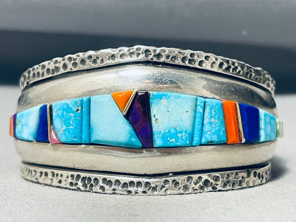 Wes Willie Award Winning Vintage Native American Navajo Inlay Gold Sterling Silver Bracelet-Nativo Arts