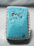 Monumental Navajo Kingman Turquoise Sterling Silver Ring Native American-Nativo Arts