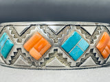 One Of The Most Unique Vintage Native American Navajo Turquoise Shell Sterling Silver Bracelet-Nativo Arts