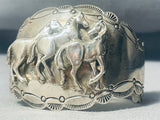 Kentucky Derby Horse Family Vintage Sterling Silver Bracelet Cuff-Nativo Arts