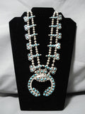 Museum Vintage Native American Navajo Turquoise Sterling Silver Squash Blossom Necklace Old-Nativo Arts