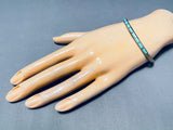 Native American Unique Smooth Surface Inlay Vintage Zuni Turquoise Sterling Silver Bracelet-Nativo Arts