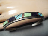 Impressive Native American Navajo Turquoise Sugulite Gaspeite Sterling Silver Bracelet-Nativo Arts
