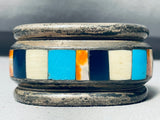 161 Grams Heavy Vintage Navajo Turquoise Inlay Sterling Silver Bracelet Old-Nativo Arts