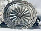 514 Grams Heavy Vintage Native American Navajo Sterling Silver Hand Tooled Concho Belt-Nativo Arts