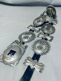 514 Grams Heavy Vintage Native American Navajo Sterling Silver Hand Tooled Concho Belt-Nativo Arts
