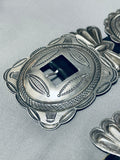 514 Grams Heavy Vintage Native American Navajo Sterling Silver Hand Tooled Concho Belt-Nativo Arts