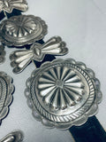 514 Grams Heavy Vintage Native American Navajo Sterling Silver Hand Tooled Concho Belt-Nativo Arts