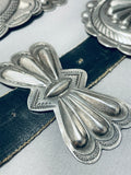 514 Grams Heavy Vintage Native American Navajo Sterling Silver Hand Tooled Concho Belt-Nativo Arts