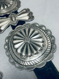 514 Grams Heavy Vintage Native American Navajo Sterling Silver Hand Tooled Concho Belt-Nativo Arts