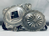 514 Grams Heavy Vintage Native American Navajo Sterling Silver Hand Tooled Concho Belt-Nativo Arts