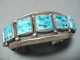 Magnificent Vintage Native American Hopi Kingman Turquoise Sterling Silver Bracelet Old-Nativo Arts