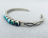 Elegant Vintage Native American Zuni Blue Gem Turquoise Sterling Silver Bracelet-Nativo Arts