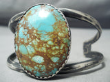 Huge Domed Royston Turquoise Vintage Native American Navajo Sterling Silver Bracelet Old-Nativo Arts