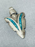 Rare Vintage Native American Navajo Turquoise Inlay Arrowhead Pendant-Nativo Arts