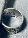 One Of The Most Detailed Native American Navajo Turquoise Sterling Silver Ring-Nativo Arts