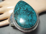 Massive Spiderweb Turquoise Vintage Native American Navajo Sterling Silver Bracelet-Nativo Arts
