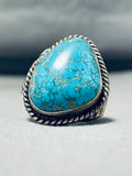 Thick Heavy Vintage Native American Navajo Spiderweb Turquoise Sterling Silver Ring Old-Nativo Arts