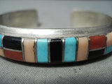 Eye-catching Vintage Native American Zuni Turquoise Sterling Silver Bracelet Old-Nativo Arts