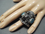 Huge Scoprion Native American Navajo Turquoise Sterling Silver Ring-Nativo Arts