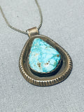 Attractive Vintage Native American Navajo Pilot Mountain Turquoise Sterling Silver Necklace-Nativo Arts