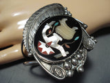 Ceremonial Kachina Vintage Native American Zuni Turquoise Sterling Silver Inlay Bracelet-Nativo Arts