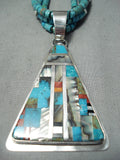 Native American Dan Coriz Important Santo Domingo Turquoise Heishi Sterling Silver Necklace-Nativo Arts