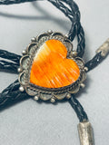 Rare Womens Vintage Native American Navajo Heart Shell Sterling Silver Bolo Tie-Nativo Arts