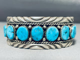Ben Touchine Rare Vintage Native American Navajo Morenci Turquoise Sterling Silver Bracelet-Nativo Arts