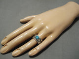 Important Native American Navajo Jeanette Dale Bisbee Turquoise Sterling Silver Ring-Nativo Arts