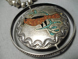 Museum Spinner Bird Vintage Native American Navajo Turquoise Sterling Silver Necklace Old-Nativo Arts