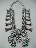 Women's Turquoise Vintage Native American Navajo Sterling Silver Squash Blossom Necklace-Nativo Arts