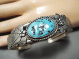 Beautiful Vintage Native American Navajo Sleeping Beauty Turquoise Sterling Silver Bracelet Old-Nativo Arts